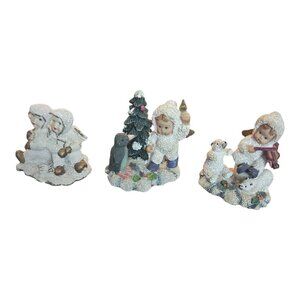 VINTAGE Set of 3 Christmas Angels Resin Figurines 2" Spain’s INC